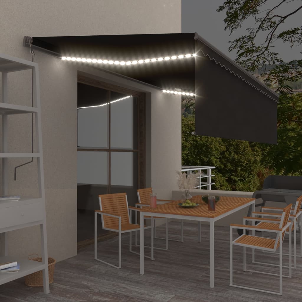 Copertină Retractabilă Manual Cu Stor, Galben&Alb, 3,5X2,5 M