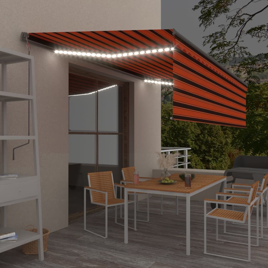 Copertină Retractabilă Manual Cu Stor, Galben&Alb, 3,5X2,5 M
