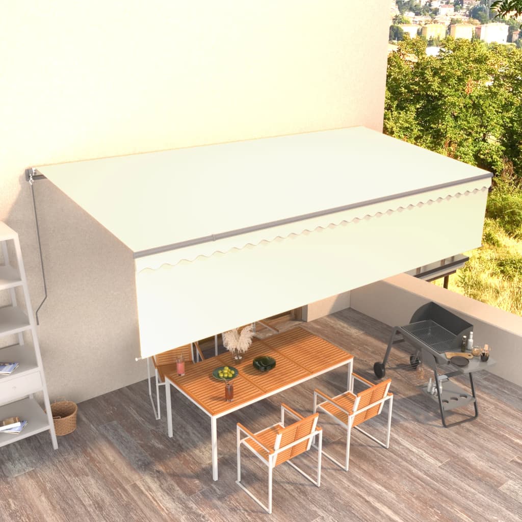 Copertină Retractabilă Manual Cu Stor, Albastru & Alb,