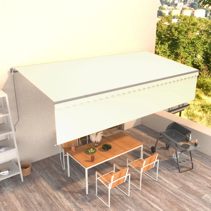 Copertină Retractabilă Manual Cu Stor, Albastru & Alb,