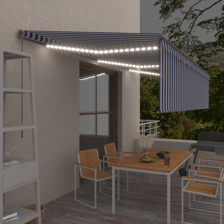 Copertină Retractabilă Manual Cu Stor, Galben&Alb, 3,5X2,5 M