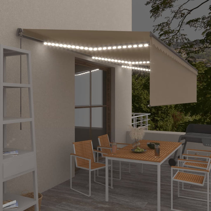 Copertină Retractabilă Manual Cu Stor, Galben&Alb, 3,5X2,5 M