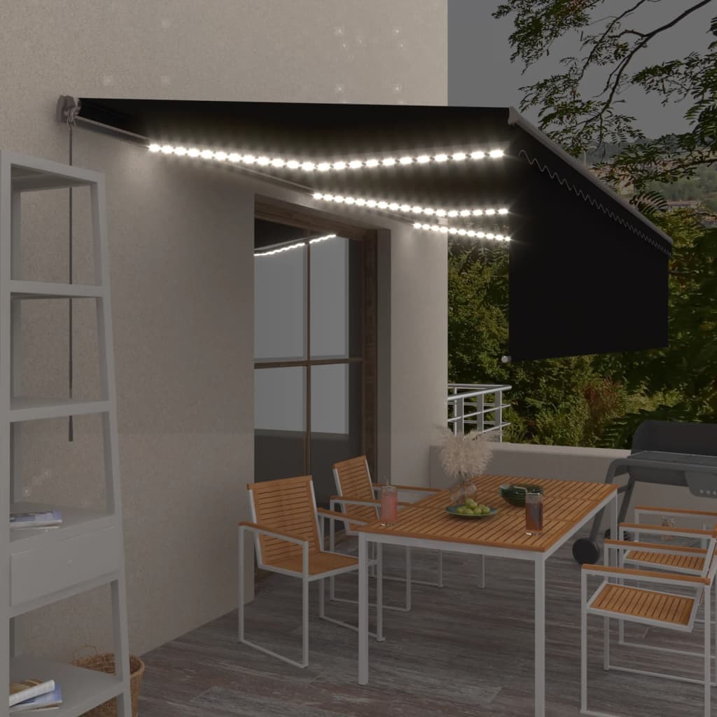 Copertină Retractabilă Manual Cu Stor, Galben&Alb, 3,5X2,5 M