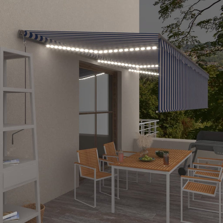Copertină Automată Cu Stor&Led&Senzor Vânt Galben&Alb 3,5X2,5 M