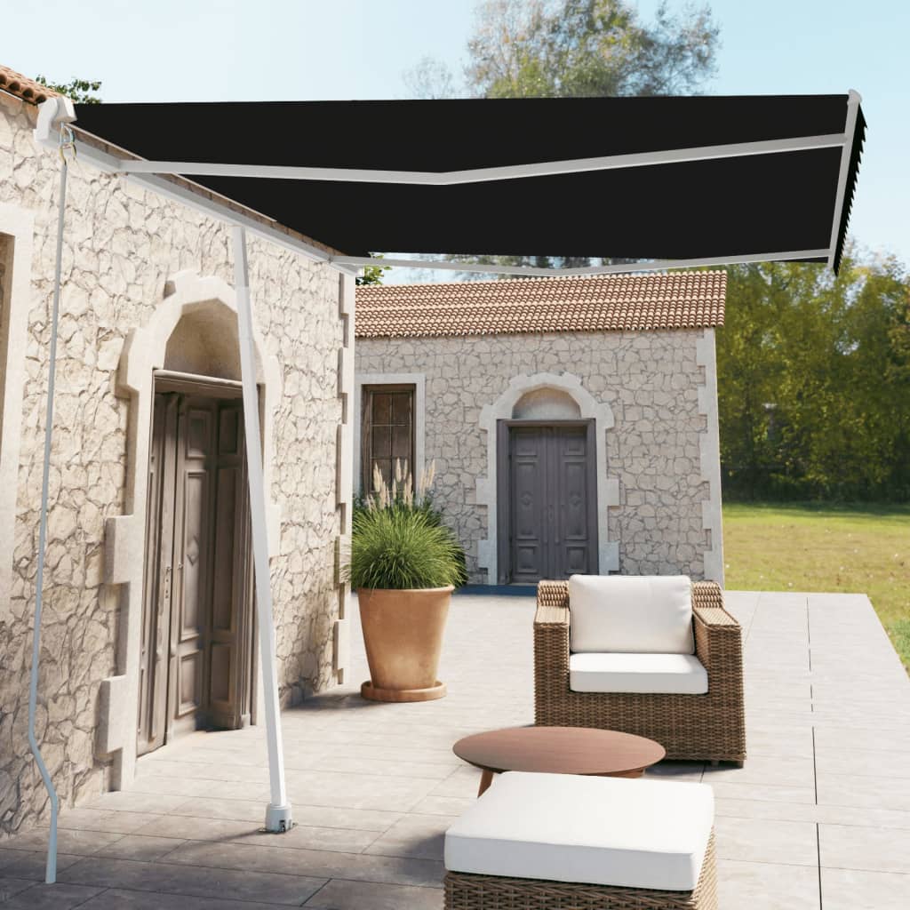Copertină Retractabilă Manual, Galben/Alb,