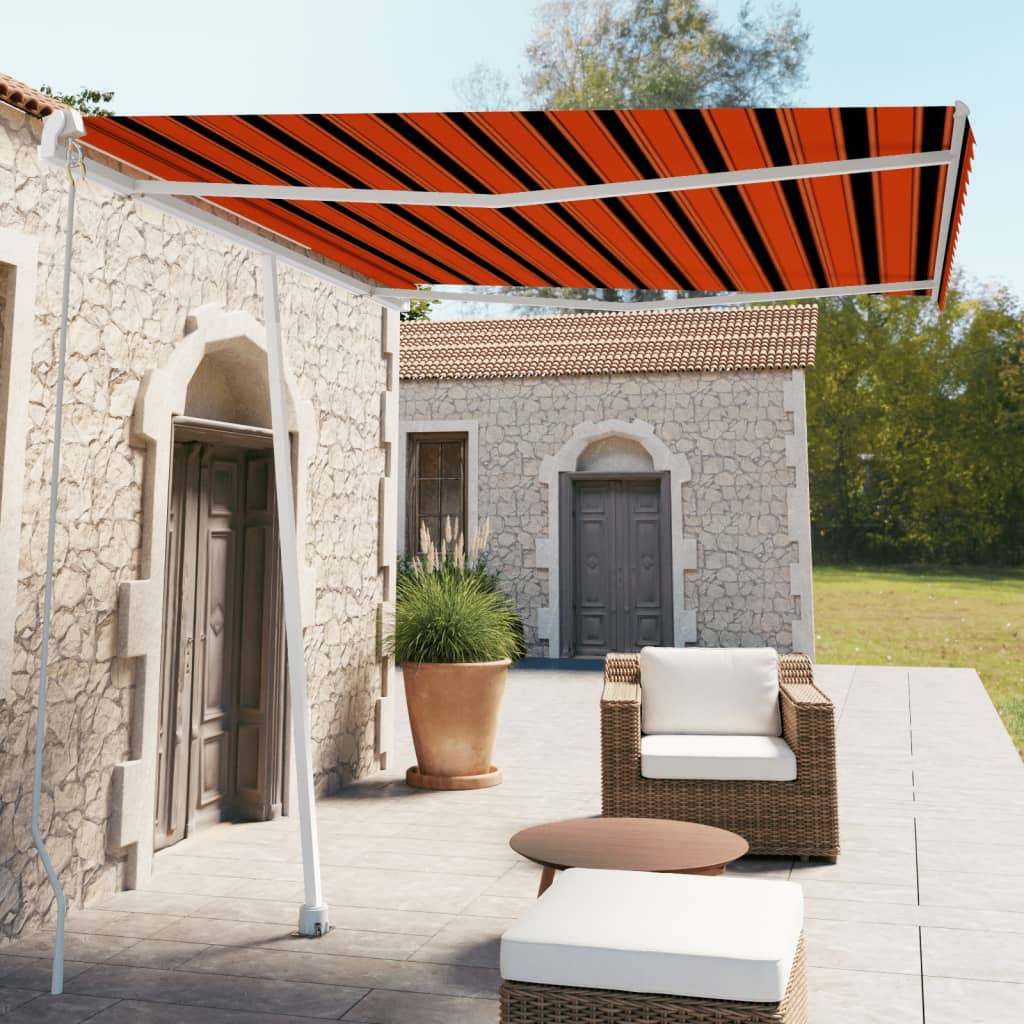 Copertină Retractabilă Manual, Galben/Alb,