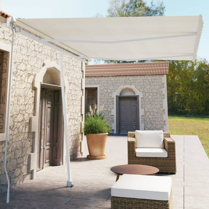 Copertină Retractabilă Manual, Galben/Alb,