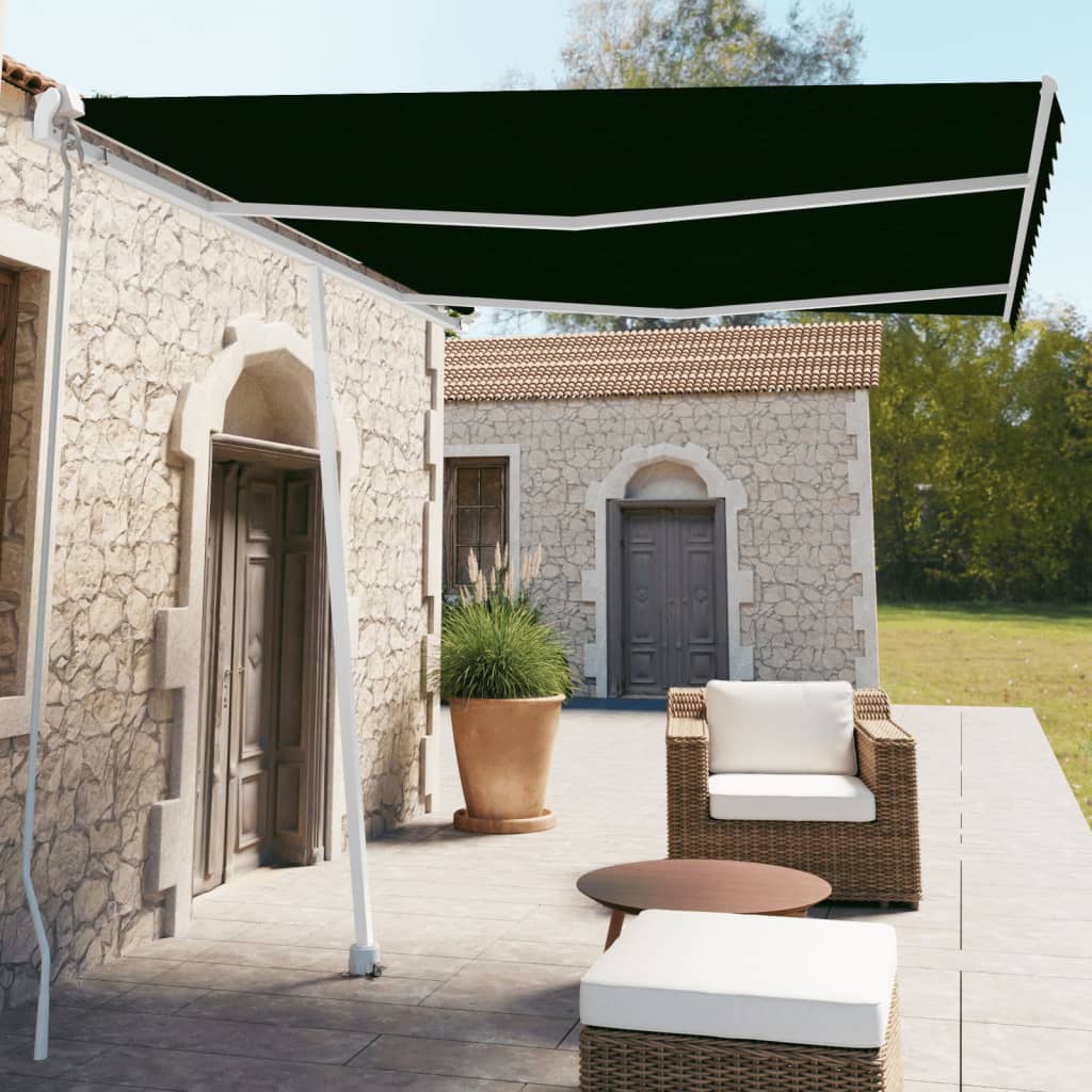 Copertină Retractabilă Manual, Galben/Alb,