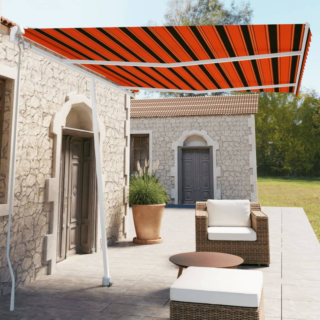 Copertină Retractabilă Manual, Galben/Alb,