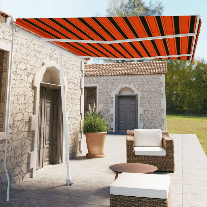Copertină Retractabilă Manual, Galben/Alb,