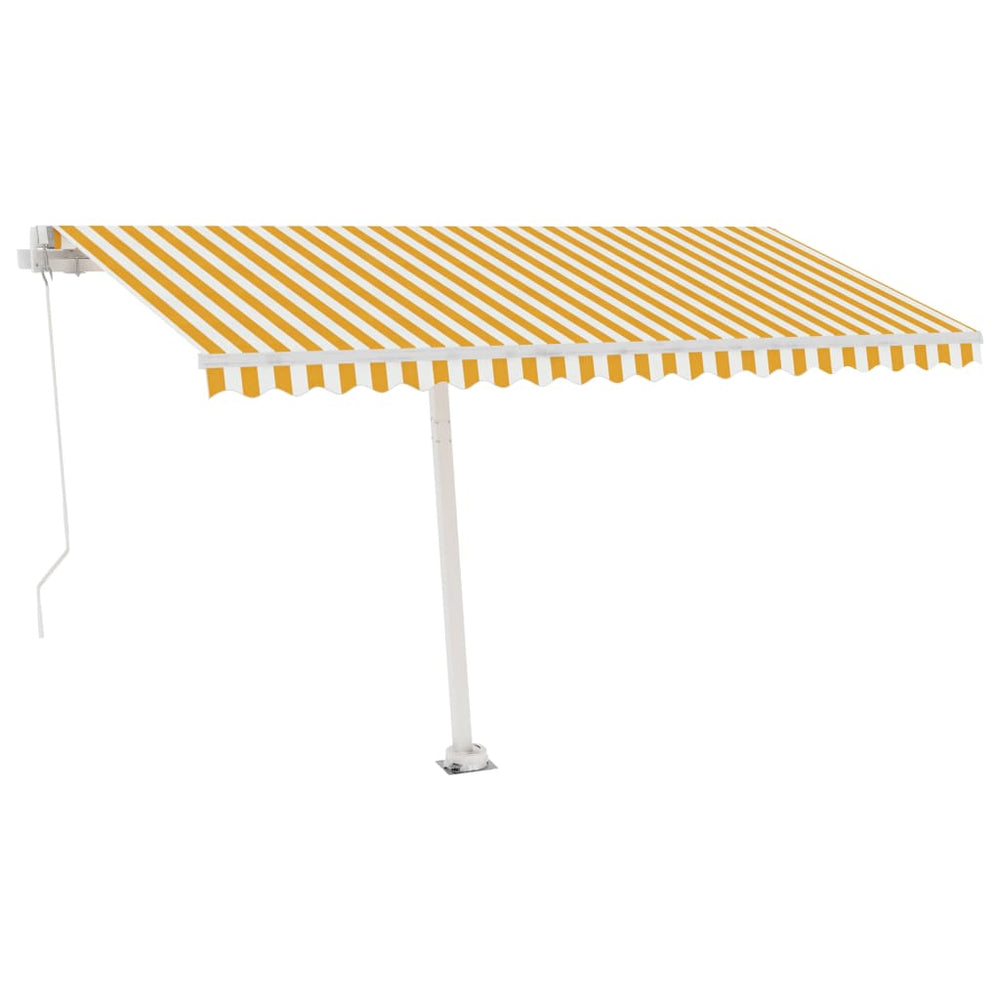 Copertină Retractabilă Manual, Galben/Alb,
