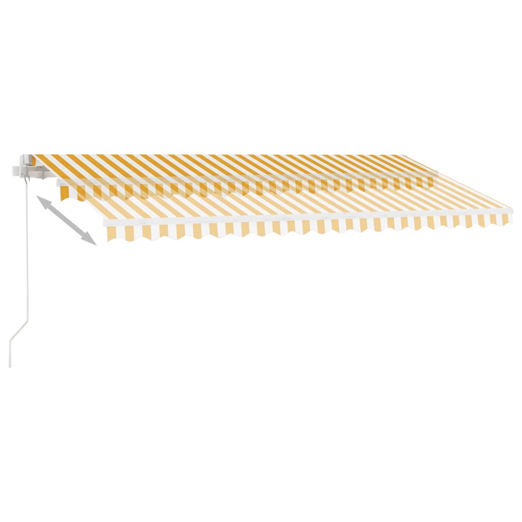 Copertină Retractabilă Manual, Galben/Alb,