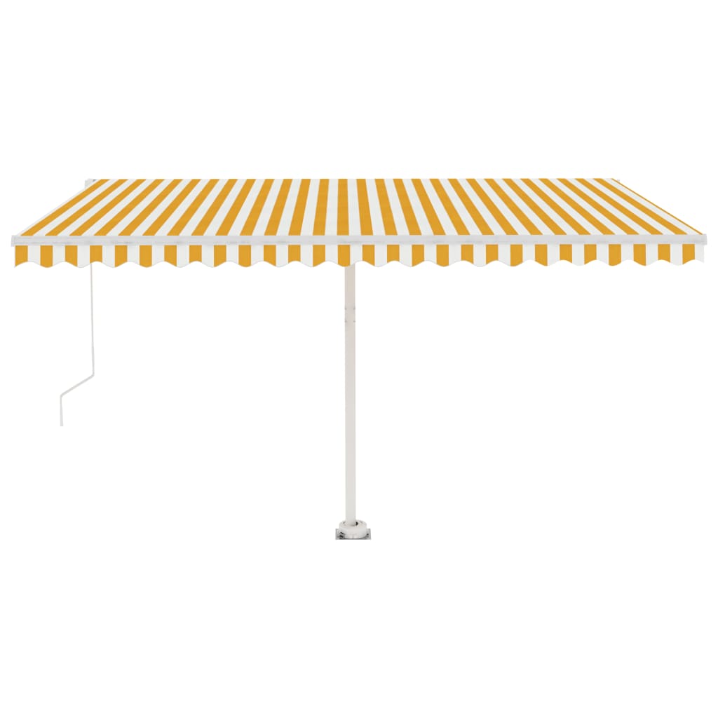 Copertină Retractabilă Manual, Galben/Alb,