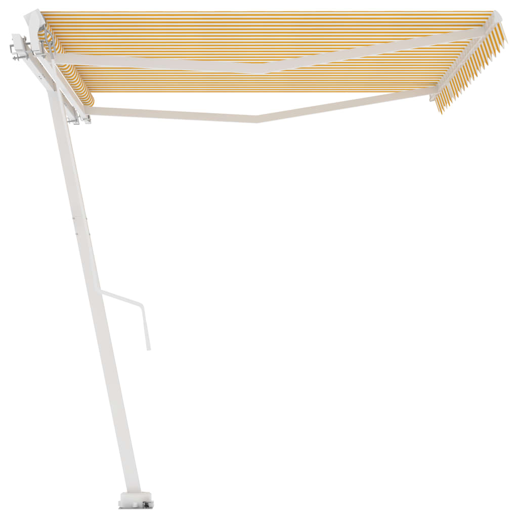 Copertină Retractabilă Manual, Galben/Alb,