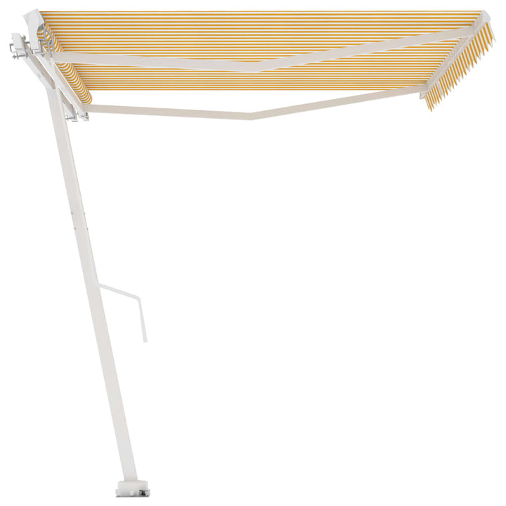 Copertină Retractabilă Manual, Galben/Alb,