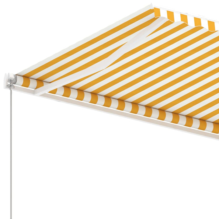 Copertină Retractabilă Manual, Galben/Alb,