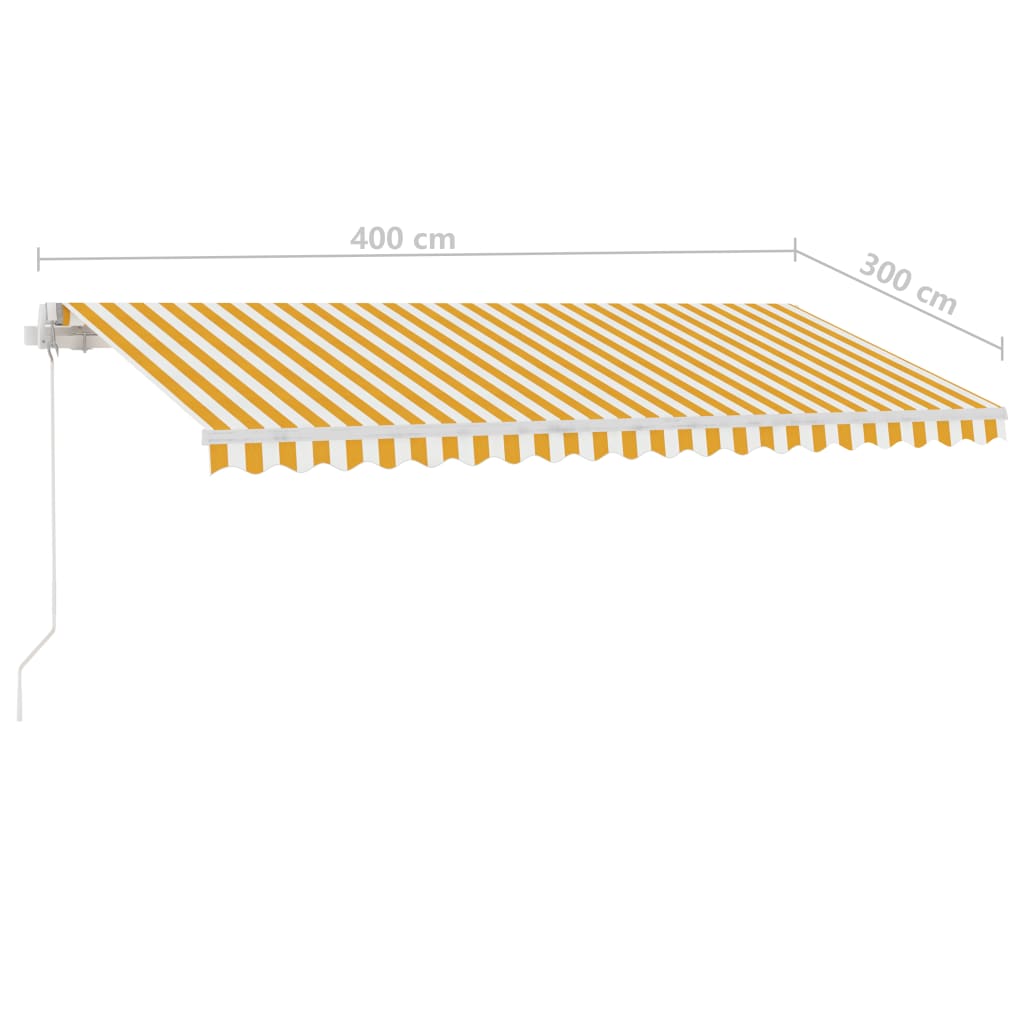Copertină Retractabilă Manual, Galben/Alb,