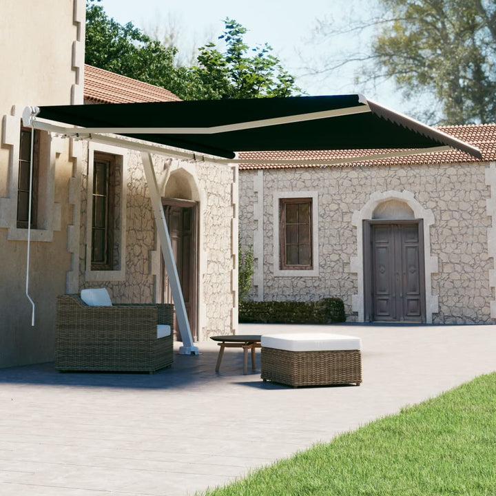 Copertină Retractabilă Manual, Galben/Alb,