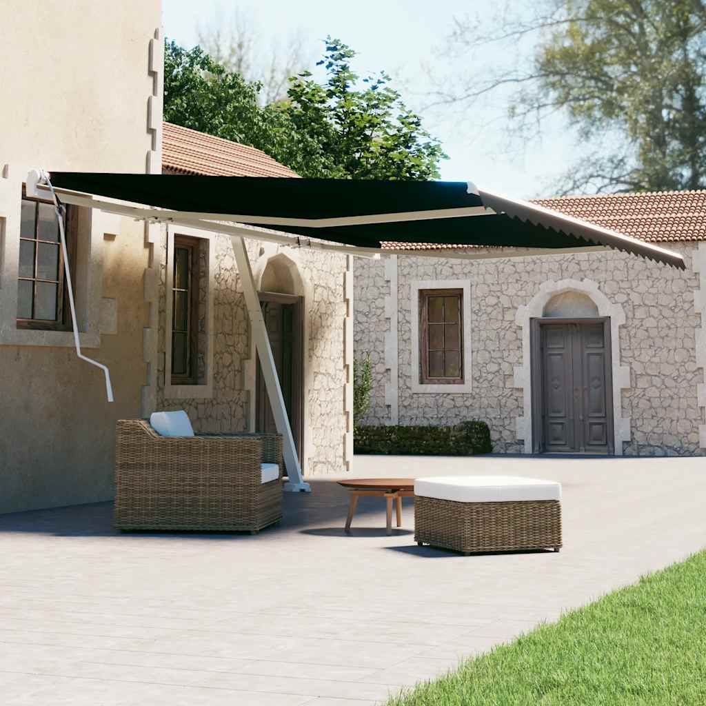 Copertină Retractabilă Manual, Galben/Alb,