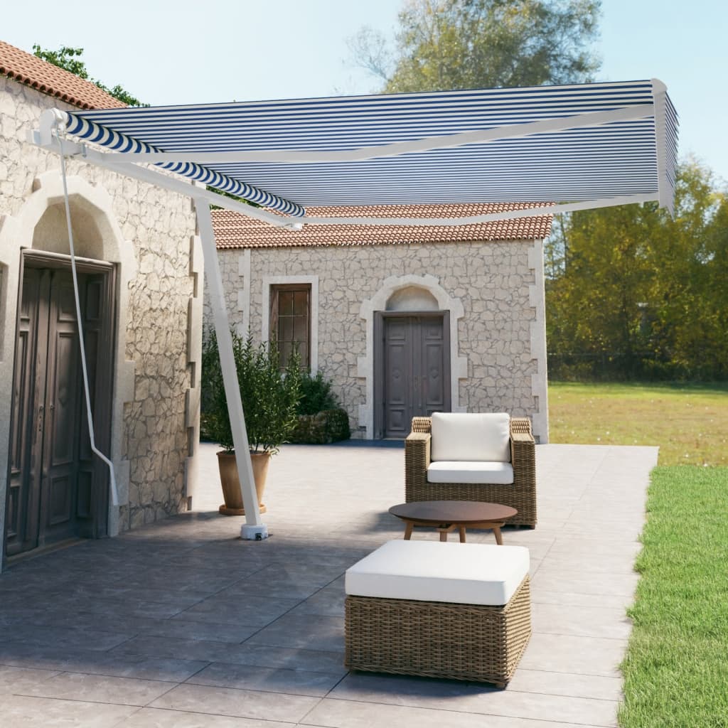 Copertină Retractabilă Manual, Galben/Alb,