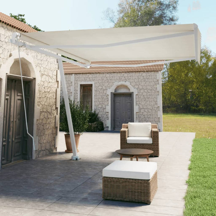 Copertină Retractabilă Manual, Galben/Alb,