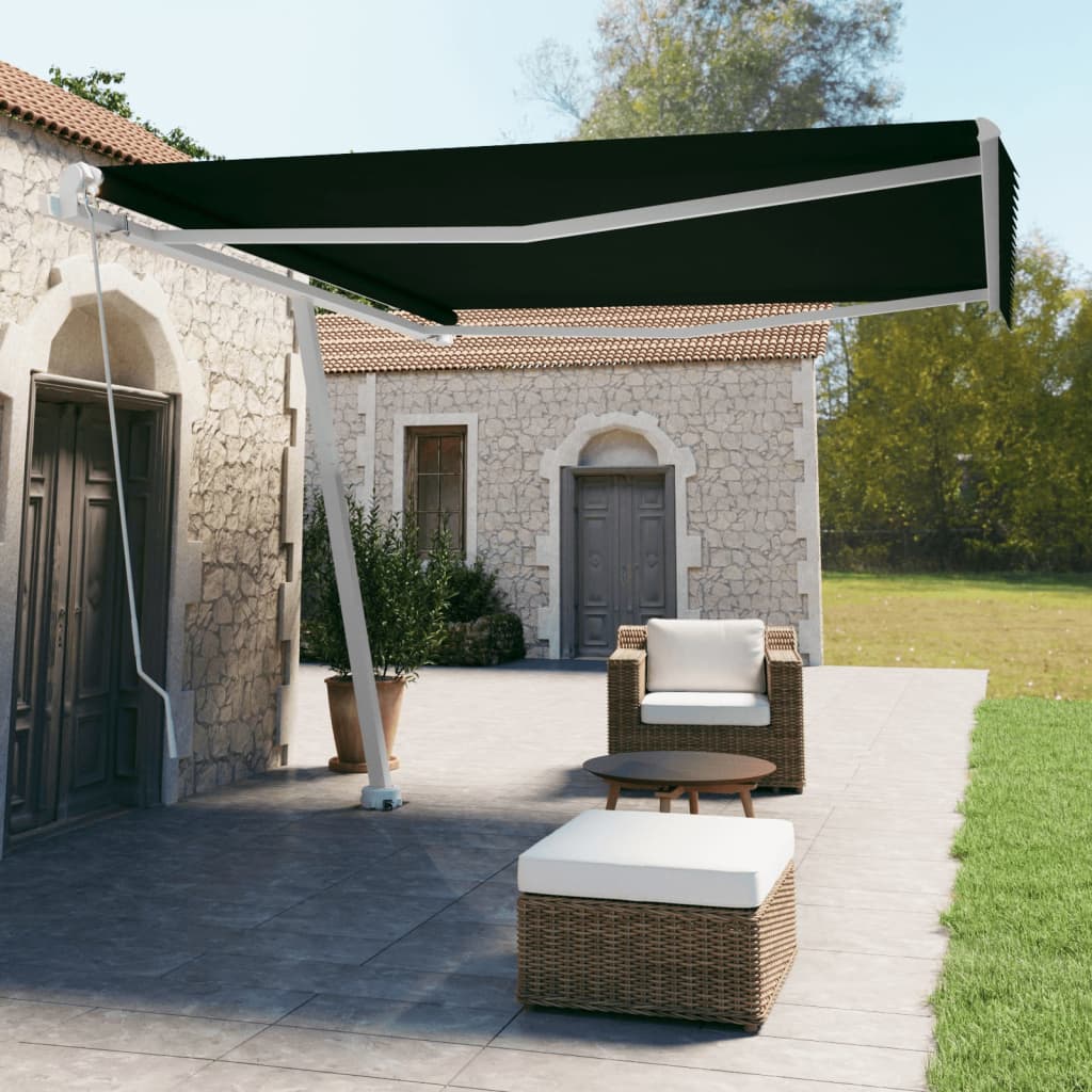 Copertină Retractabilă Manual, Galben/Alb,