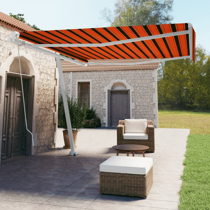 Copertină Retractabilă Manual, Galben/Alb,