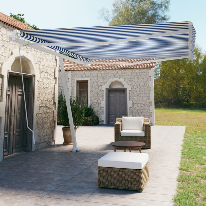 Copertină Retractabilă Manual, Galben/Alb,