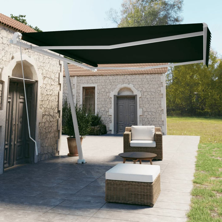 Copertină Retractabilă Manual, Galben/Alb,