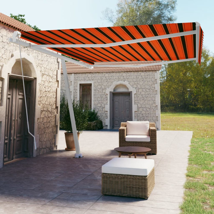 Copertină Retractabilă Manual, Galben/Alb,