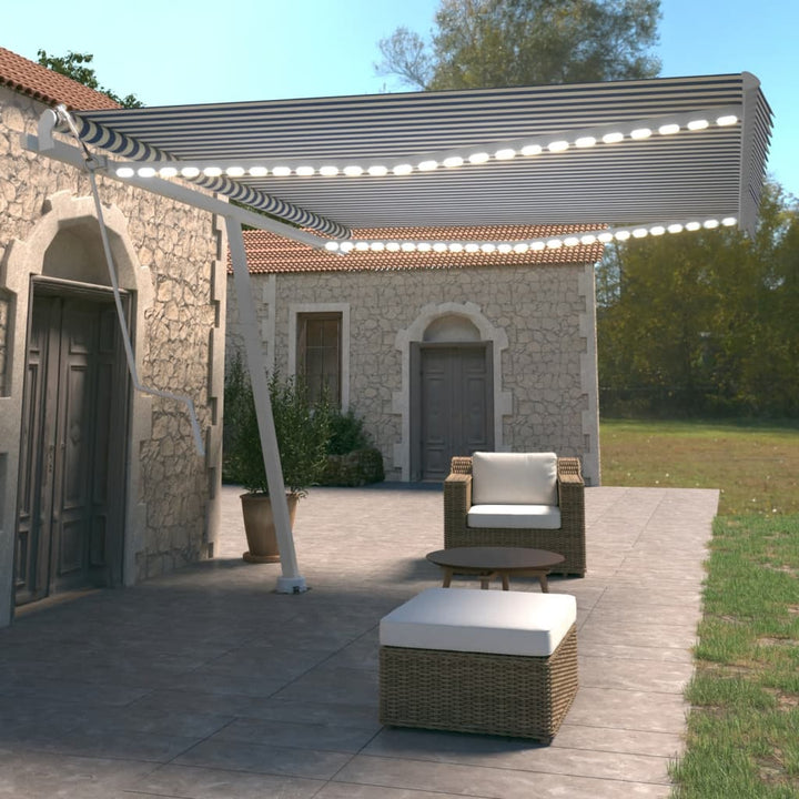Copertină Automată Senzor Vânt&Led, Portocaliu/Maro,