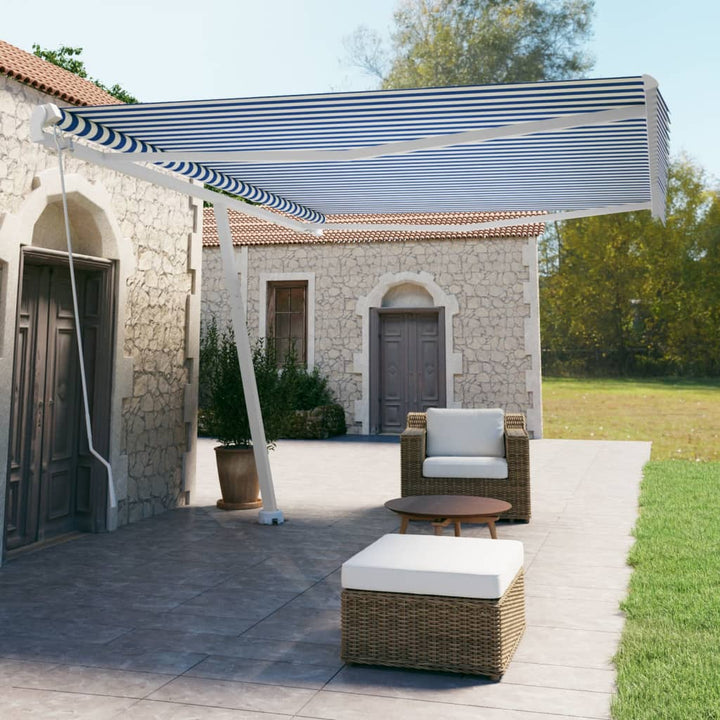 Copertină Retractabilă Manual, Galben/Alb,