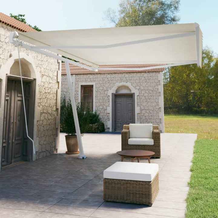 Copertină Retractabilă Manual, Galben/Alb,