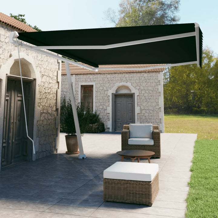 Copertină Retractabilă Manual, Galben/Alb,