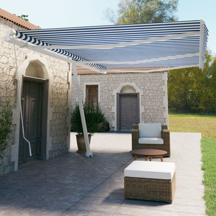 Copertină Retractabilă Manual, Galben/Alb,