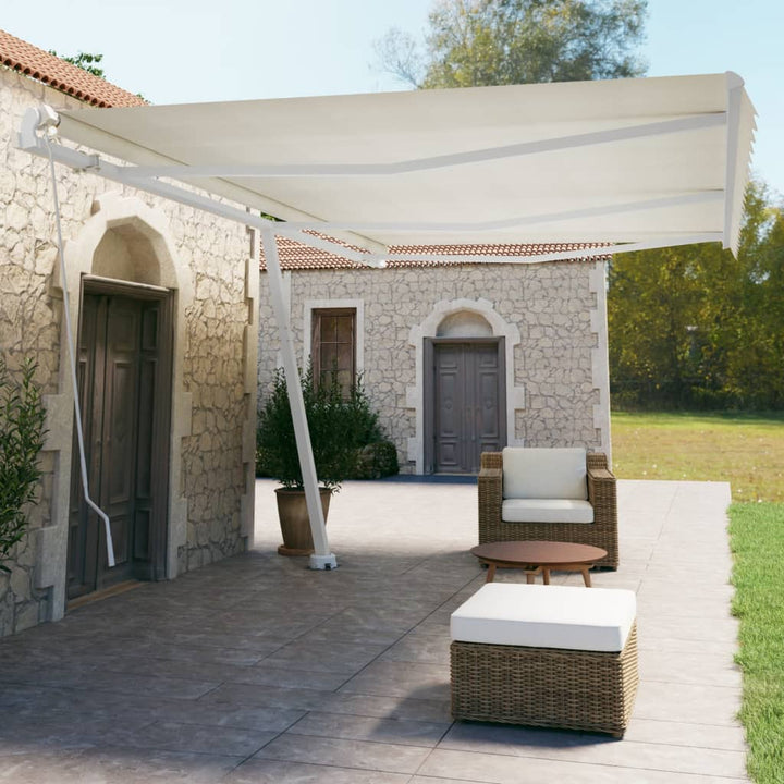 Copertină Retractabilă Manual, Galben/Alb,