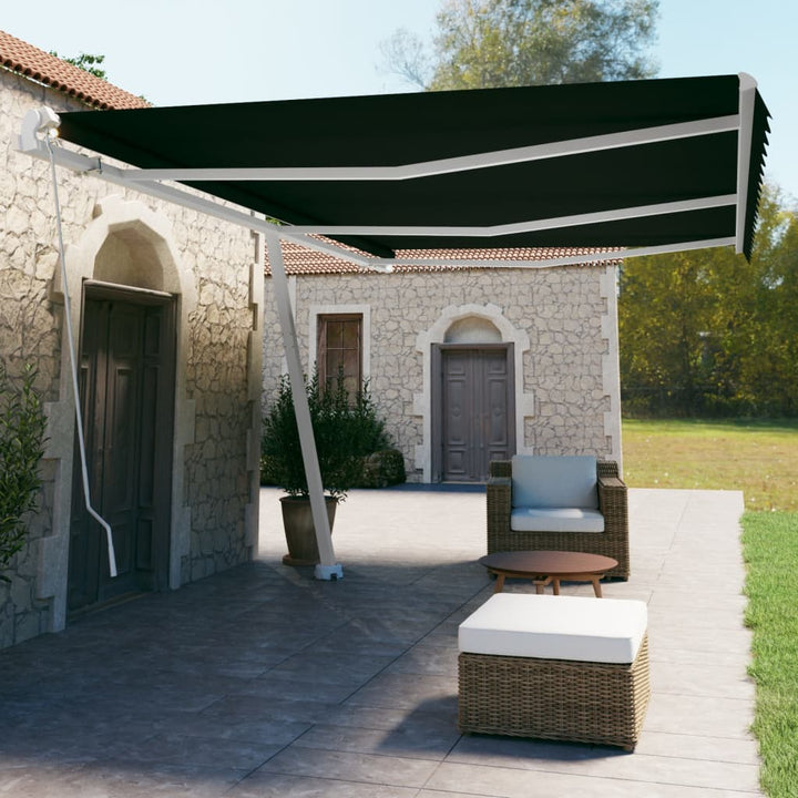 Copertină Retractabilă Manual, Galben/Alb,