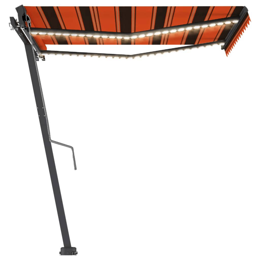 Copertină Automată Senzor Vânt&Led, Portocaliu&/Maro
