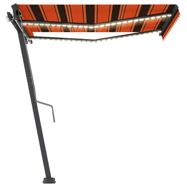 Copertină Automată Senzor Vânt&Led, Portocaliu&/Maro