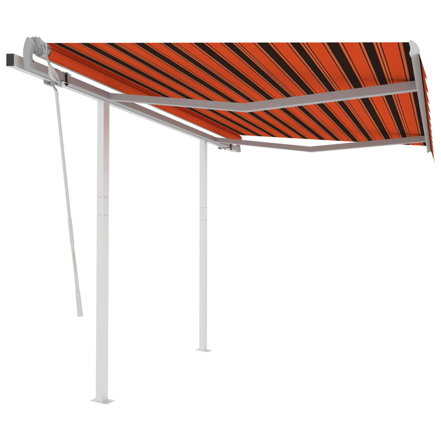 Copertină Retractabilă Manual Cu Stâlpi Portocaliu/Maro 3X2,5 M