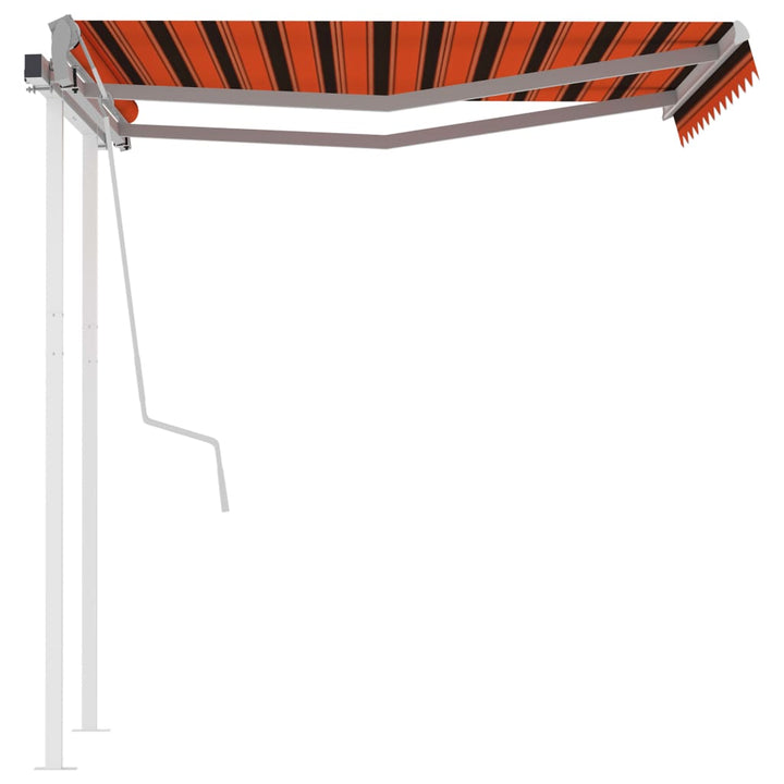 Copertină Retractabilă Manual Cu Stâlpi Portocaliu/Maro 3X2,5 M