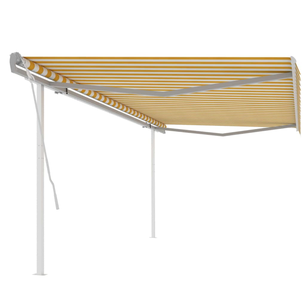 Copertină Retractabilă Manual Cu Stâlpi Portocaliu/Maro 3X2,5 M