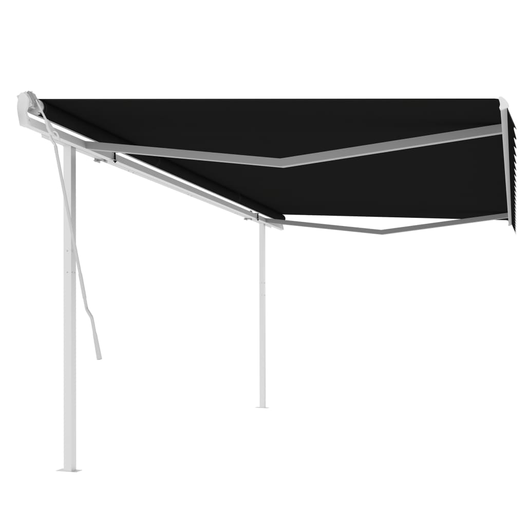 Copertină Retractabilă Manual Cu Stâlpi Portocaliu/Maro 3X2,5 M