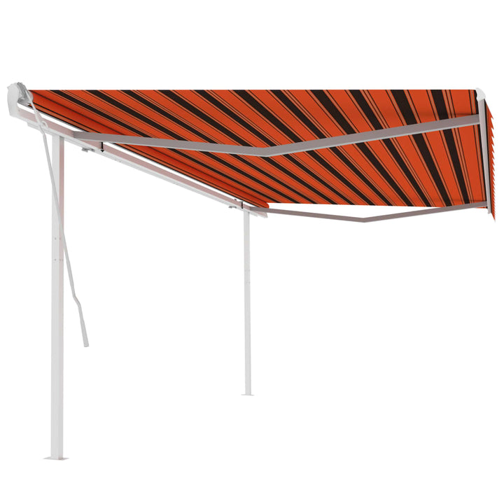 Copertină Retractabilă Manual Cu Stâlpi Portocaliu/Maro 3X2,5 M