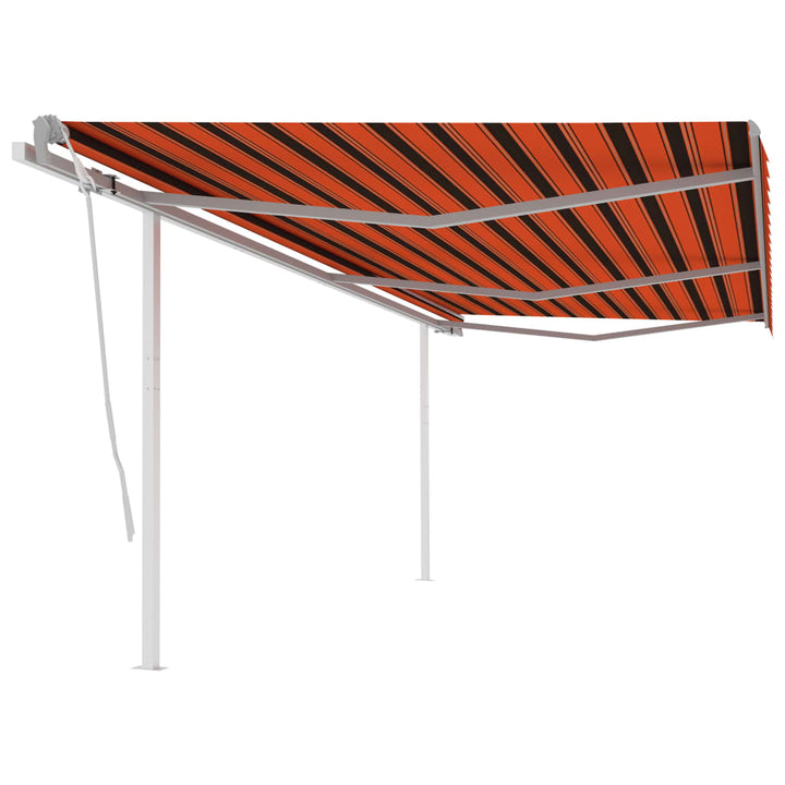 Copertină Retractabilă Manual Cu Stâlpi Portocaliu/Maro 3X2,5 M