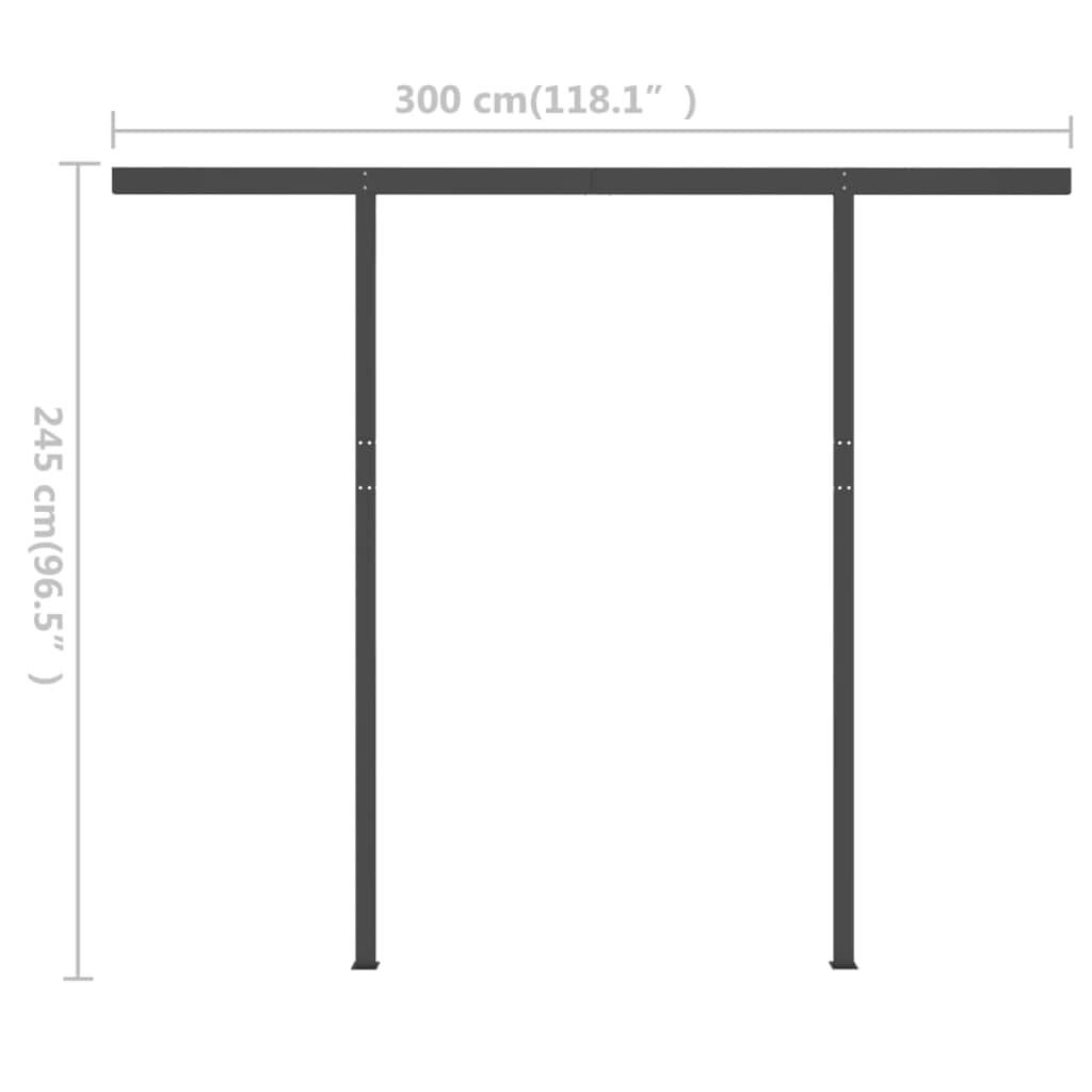 Copertină Retractabilă Manual Cu Stâlpi, , 3X2,5 M