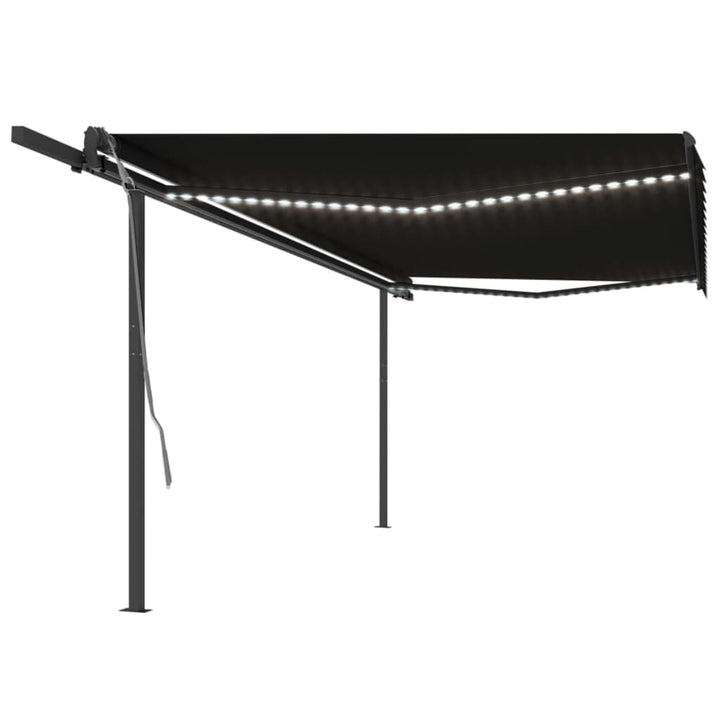 Copertină Retractabilă Manual Cu Led, Galben & Alb,