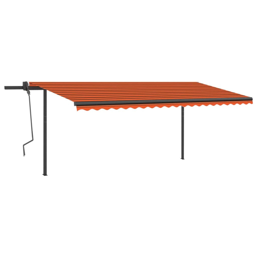 Copertină Retractabilă Manual, Cu Led, Portocaliu&Maro,