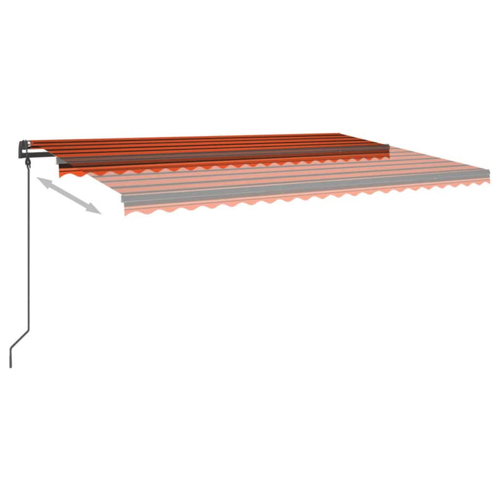 Copertină Retractabilă Manual, Cu Led, Portocaliu&Maro,