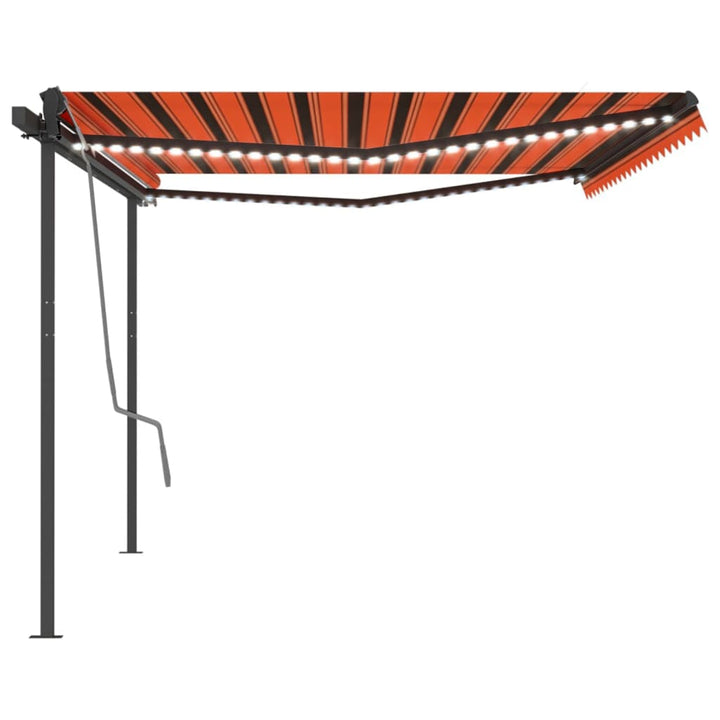 Copertină Retractabilă Manual, Cu Led, Portocaliu&Maro,
